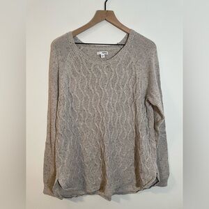 Sonoma Oversized Cable Knit Crew Neck Sweater Oatmeal Color W/ Speckles Size XL